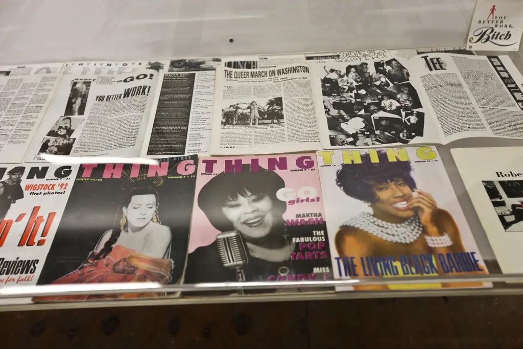 Issues of Thing magazine in “THINGS: A Queer Legacy of Graphic Art and Play.”